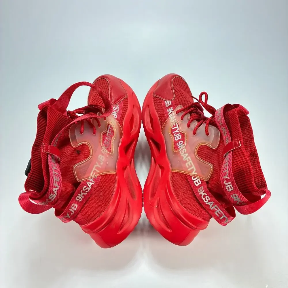9K Safety JB Red High Top Adjustable Ankle Straps Sneakers Work Boots Mens Sz 13